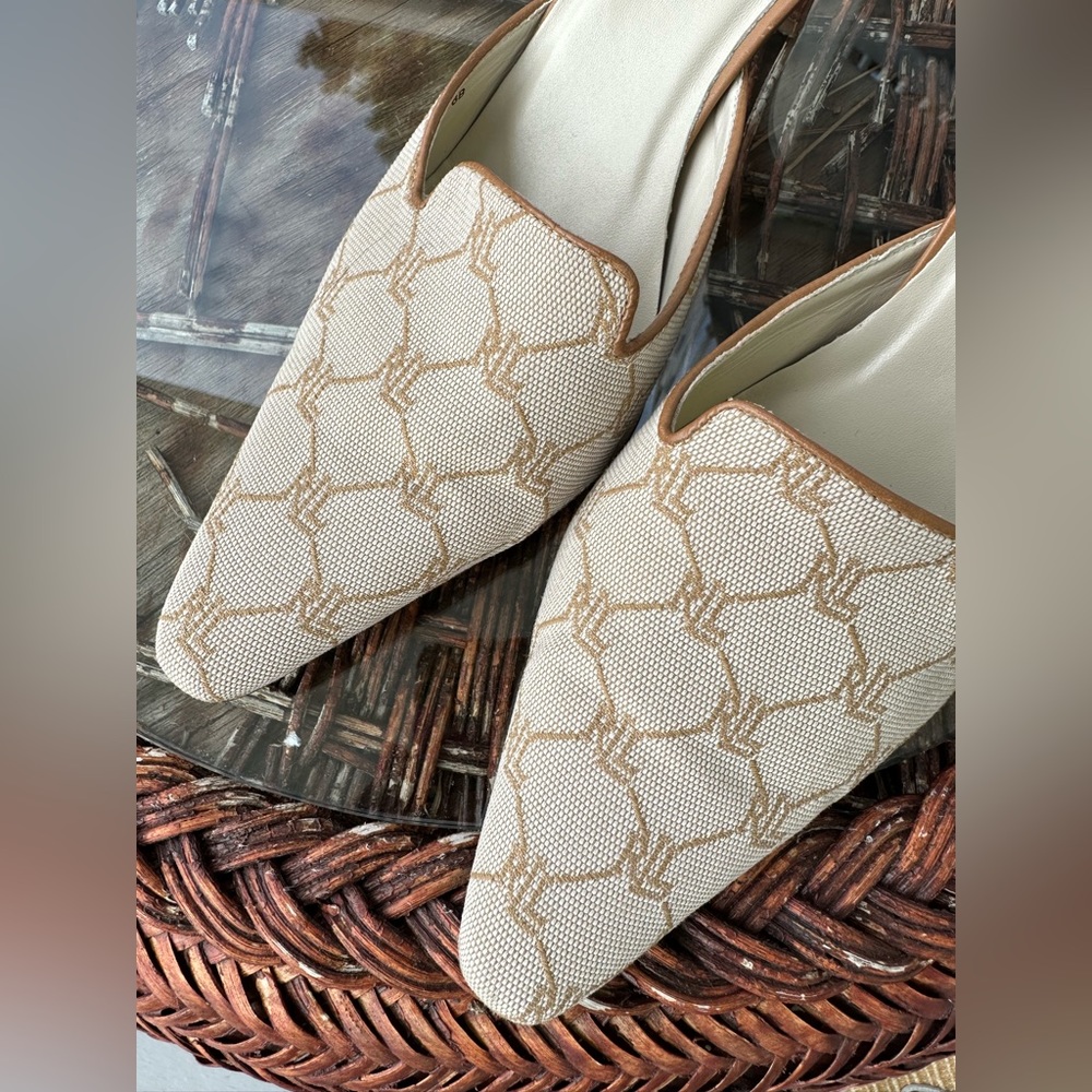 Lauren Ralph Lauren CECILY Beige & Tan Slip-On Sandals - Size 8 B- Cream color - Picture 6 of 11